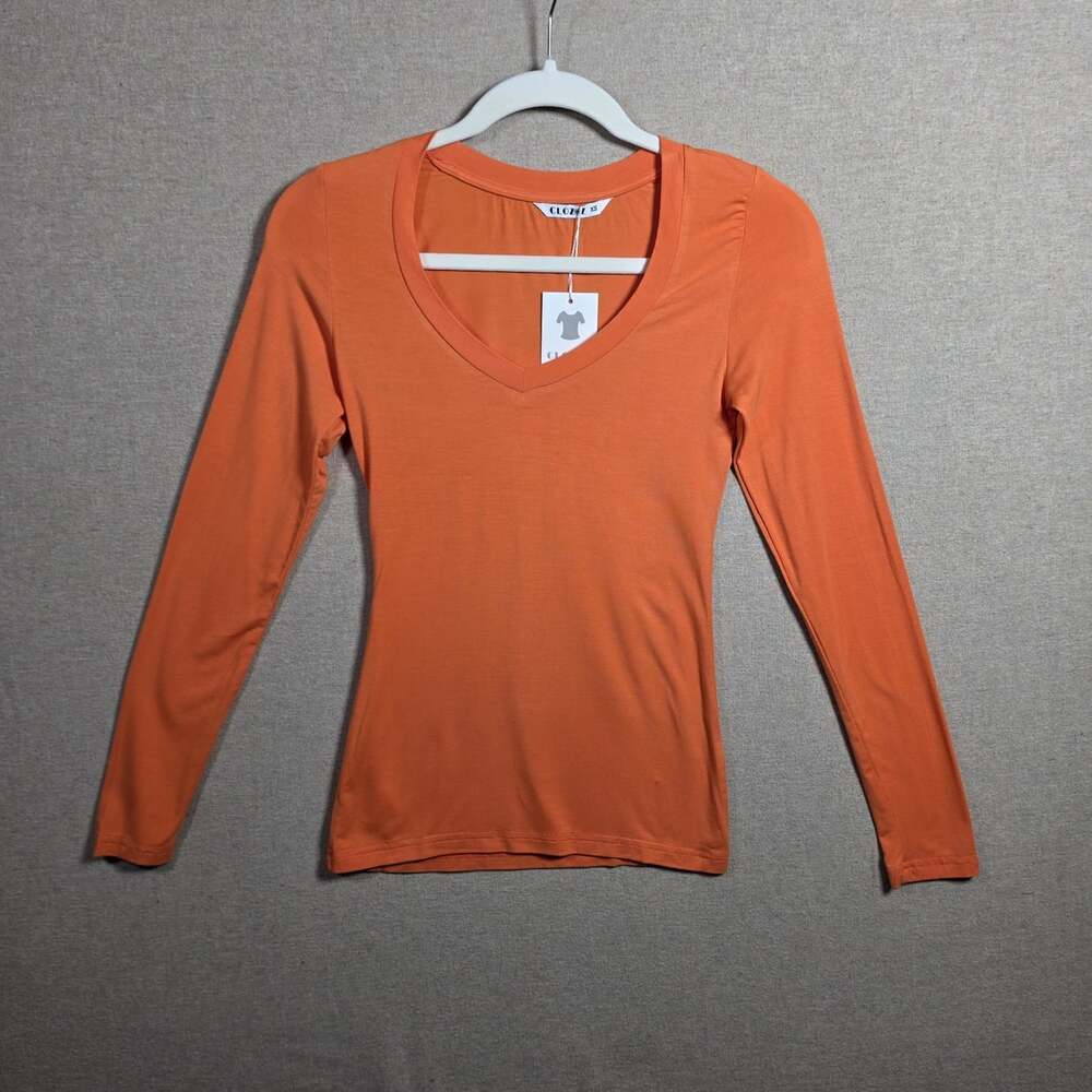 Clozoz Long Sleeve T Shirt Top Womens XS Orange